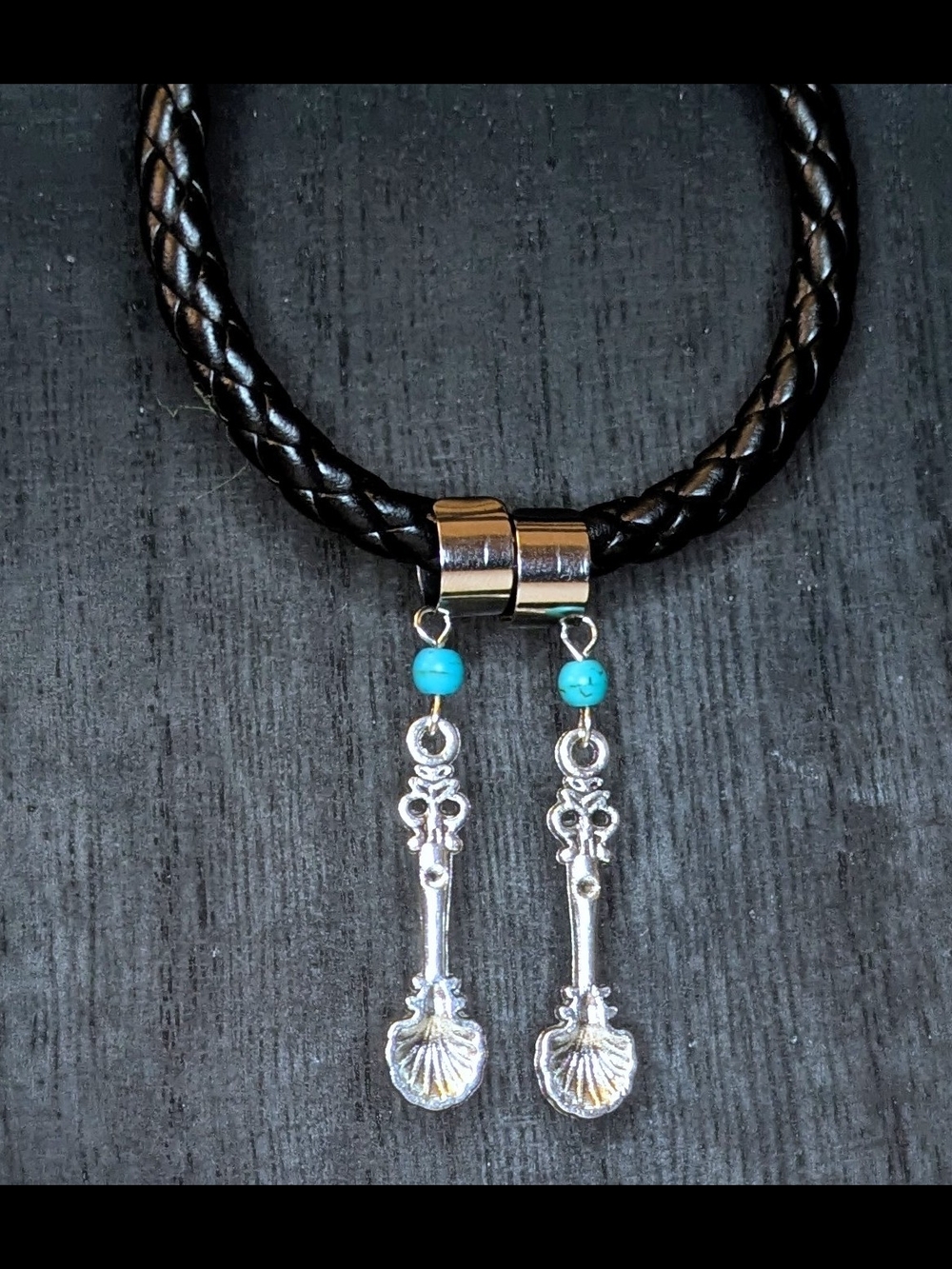 Handmade Mermaid Spoon Ear Cuffs with Turquoise Accent